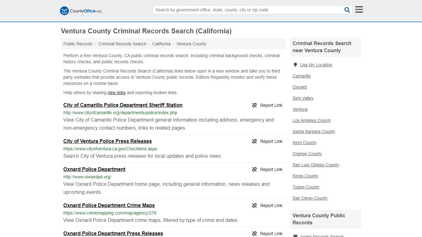 Ventura County Criminal Records Search (California) - County Office